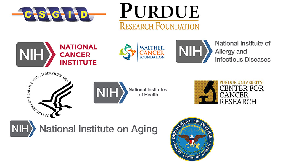 CSGID, Purdue Research Foundation, NIH, Walther Cancer Foundation, HHS, Purdue Center for Cancer Research and the Department of Defense.