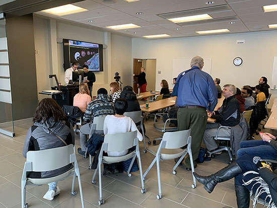 People at Prof. Mesecar's lab presentation.