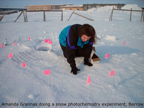 Amanda Grannas doing a snow photochemistry experiment, Barrow