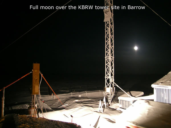 Full moon over the KBRW tower site in Barrow