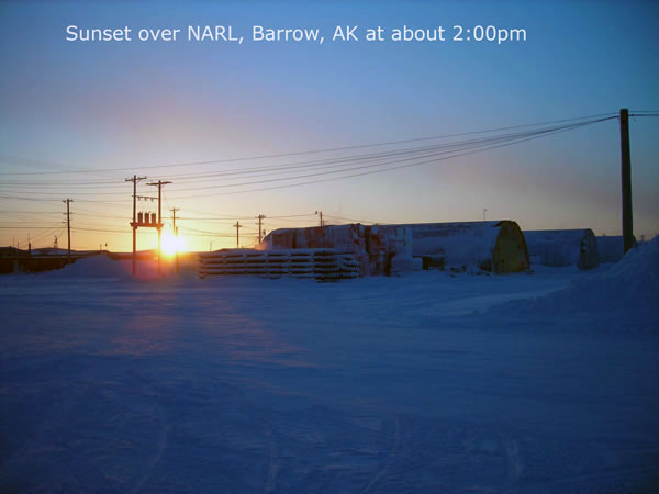 Sunset over NARL in Barrow, AK at about 2:00pm